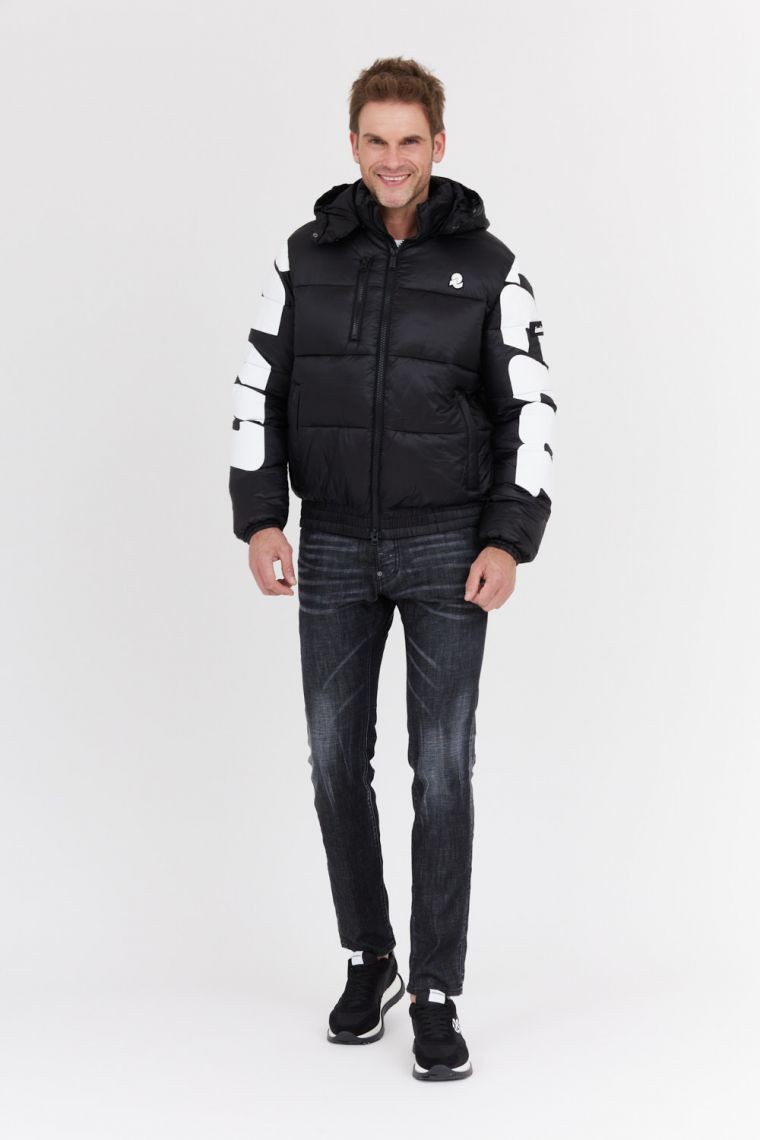 INVICTA Czarna kurtka puchowa męska z dużym logo