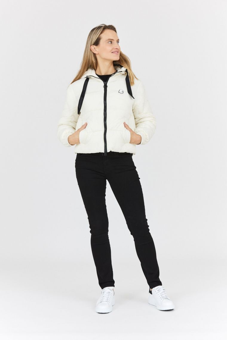 INVICTA Kremowa puchowa kurtka damska Isidore z kapturem