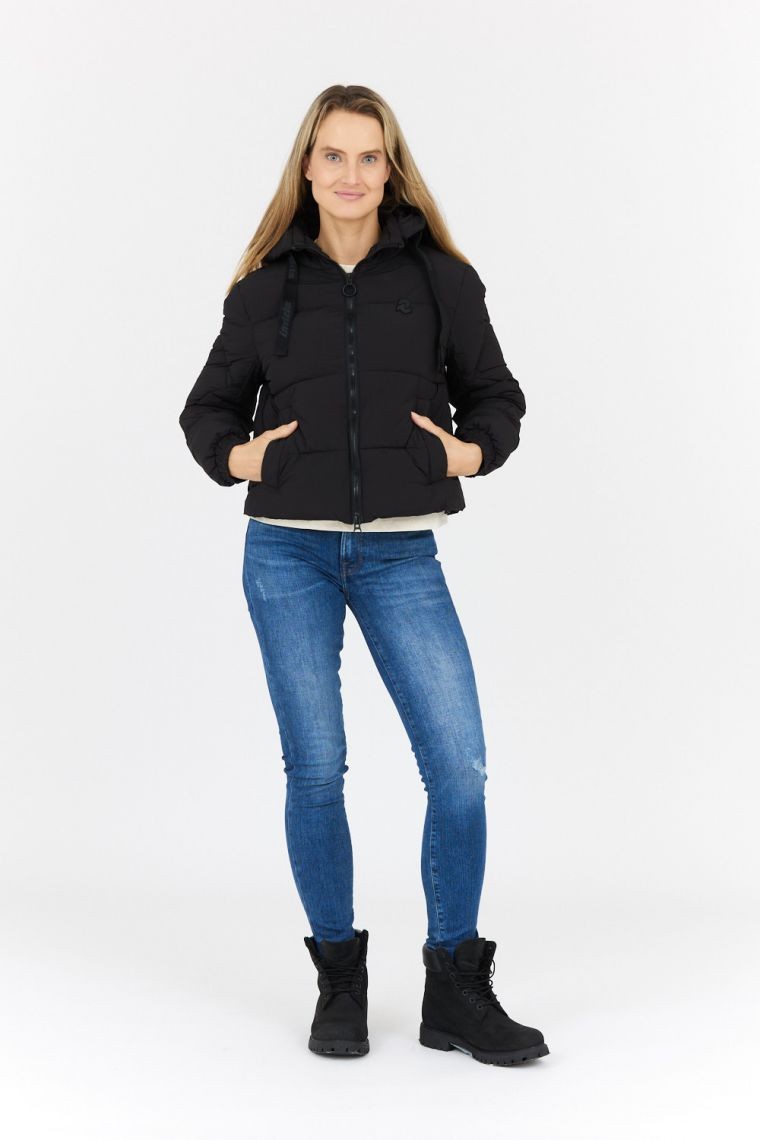 INVICTA Czarna puchowa kurtka damska Isidore z kapturem