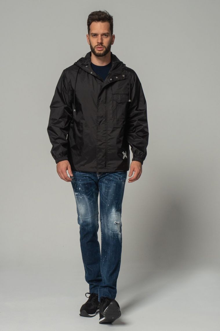 KENZO Kurtka wiatrówka z kapturem  czarna