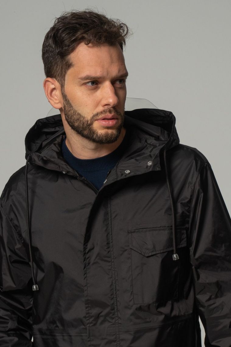 KENZO Kurtka wiatrówka z kapturem  czarna