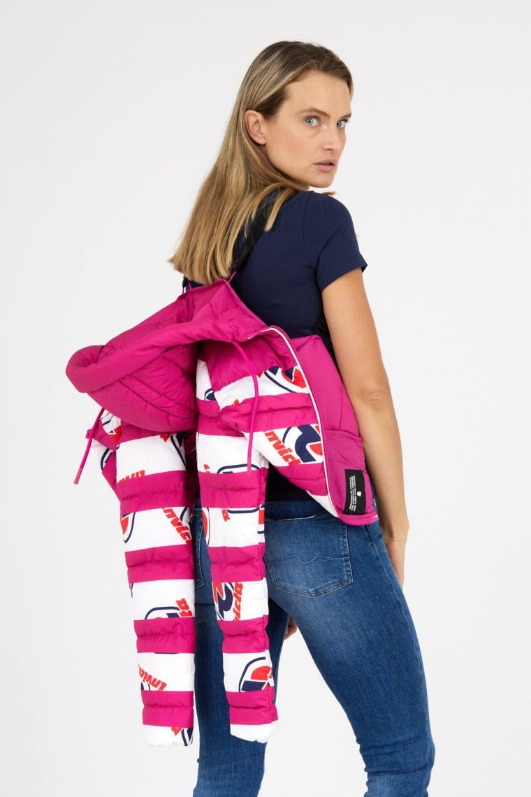 INVICTA Różowa kurtka damska w białe pasy i logo