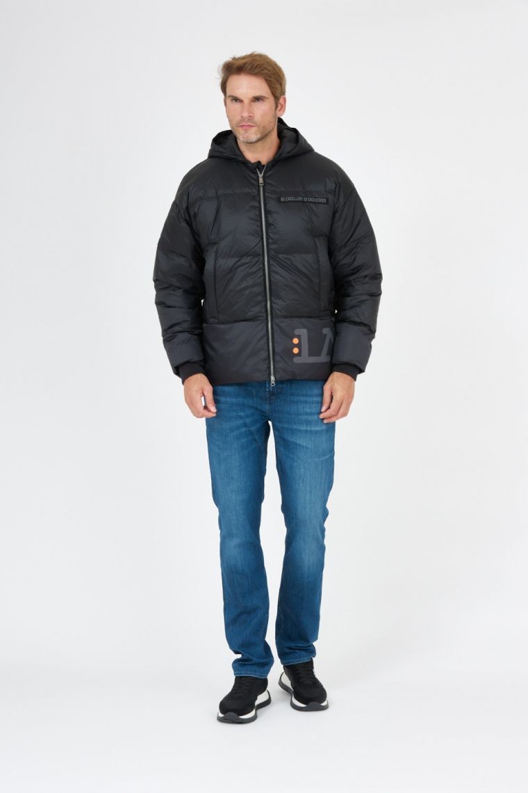 Чорний чоловічий пуховик з логотипом LA MARTINA