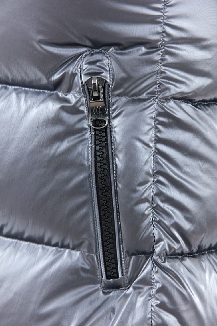 HETREGO Srebrny płaszcz puchowy z odpinanymi rękawami Summer