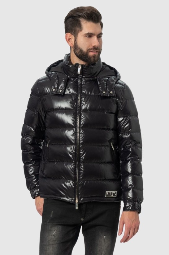 VALENTINO Czarna kurtka puchowa męska z kapturem