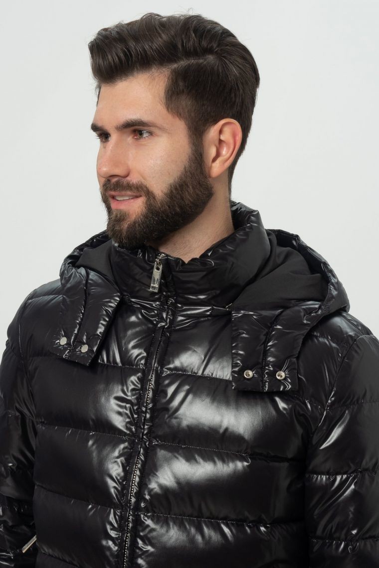 VALENTINO Czarna kurtka puchowa męska z kapturem