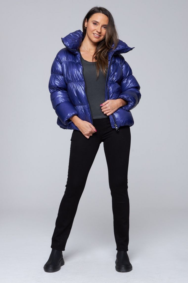 HETREGO Niebieska krótka kurtka puchowa Ila