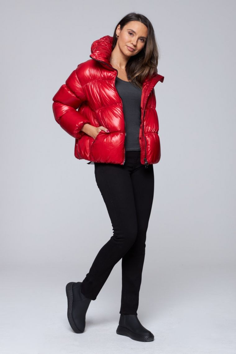 HETREGO Czerwona krótka kurtka puchowa Ila
