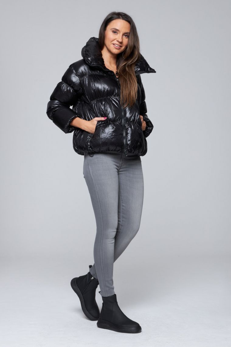 HETREGO Czarna krótka kurtka puchowa Ila