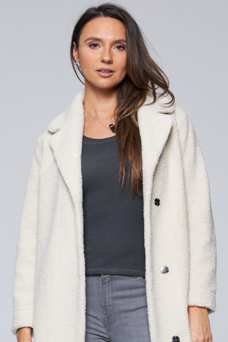 HETREGO Dwustronny płaszcz damski ecru Shannon