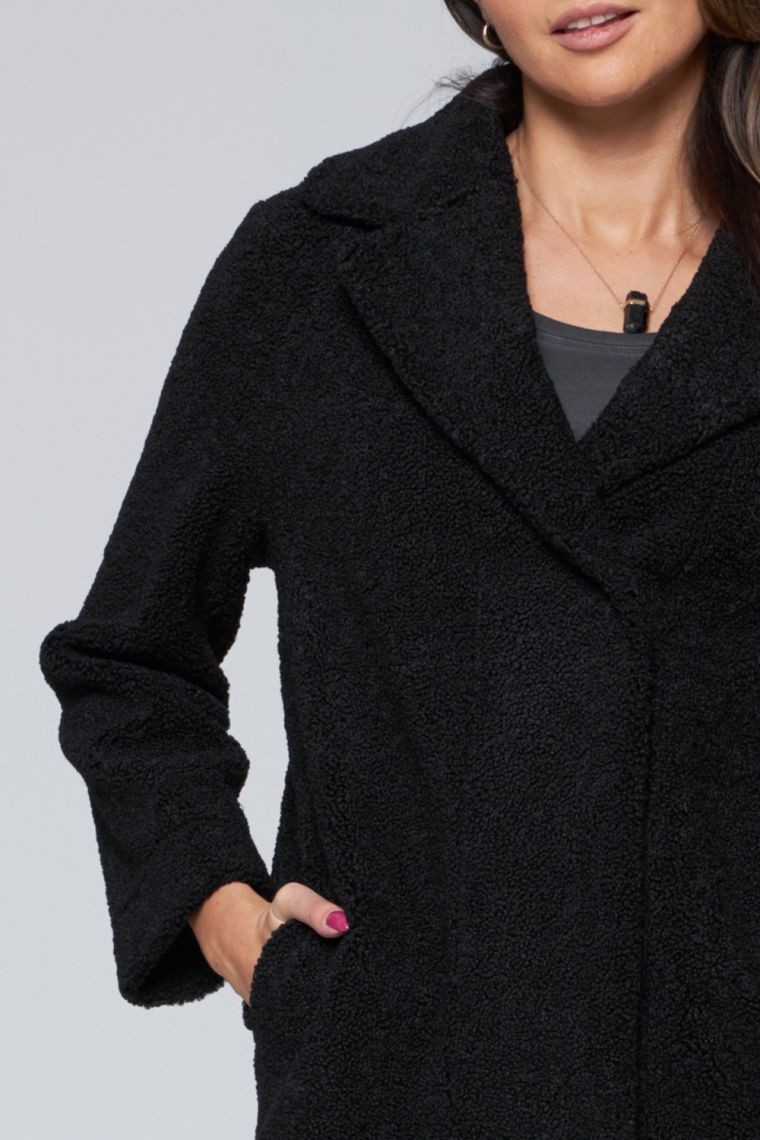 HETREGO Czarny dwustronny płaszcz damski Shannon