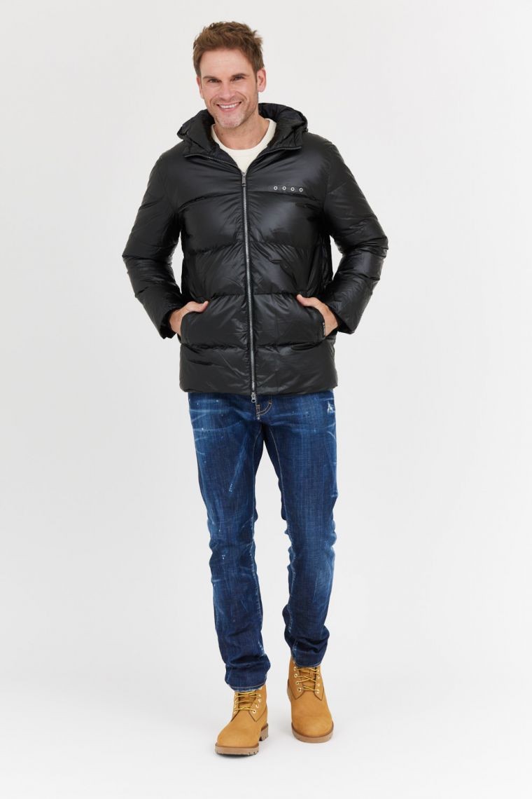 LA MARTINA Black men's down jacket with hood