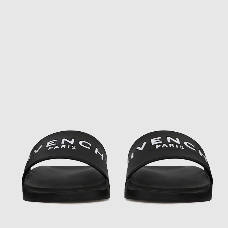 GIVENCHY Czarne klapki damskie z białym logo