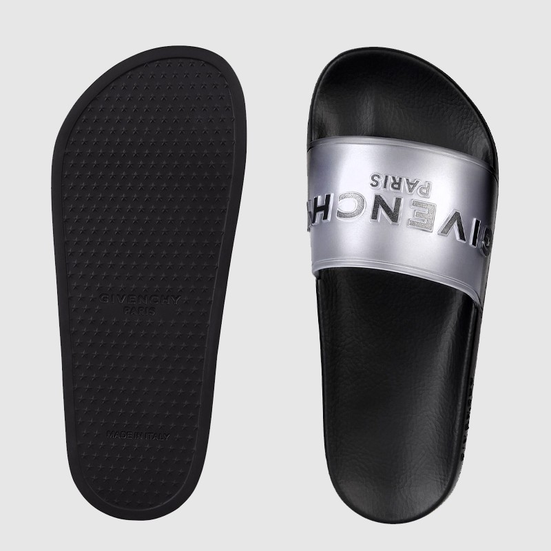 GIVENCHY Transparentne klapki damskie z czarną podeszwą