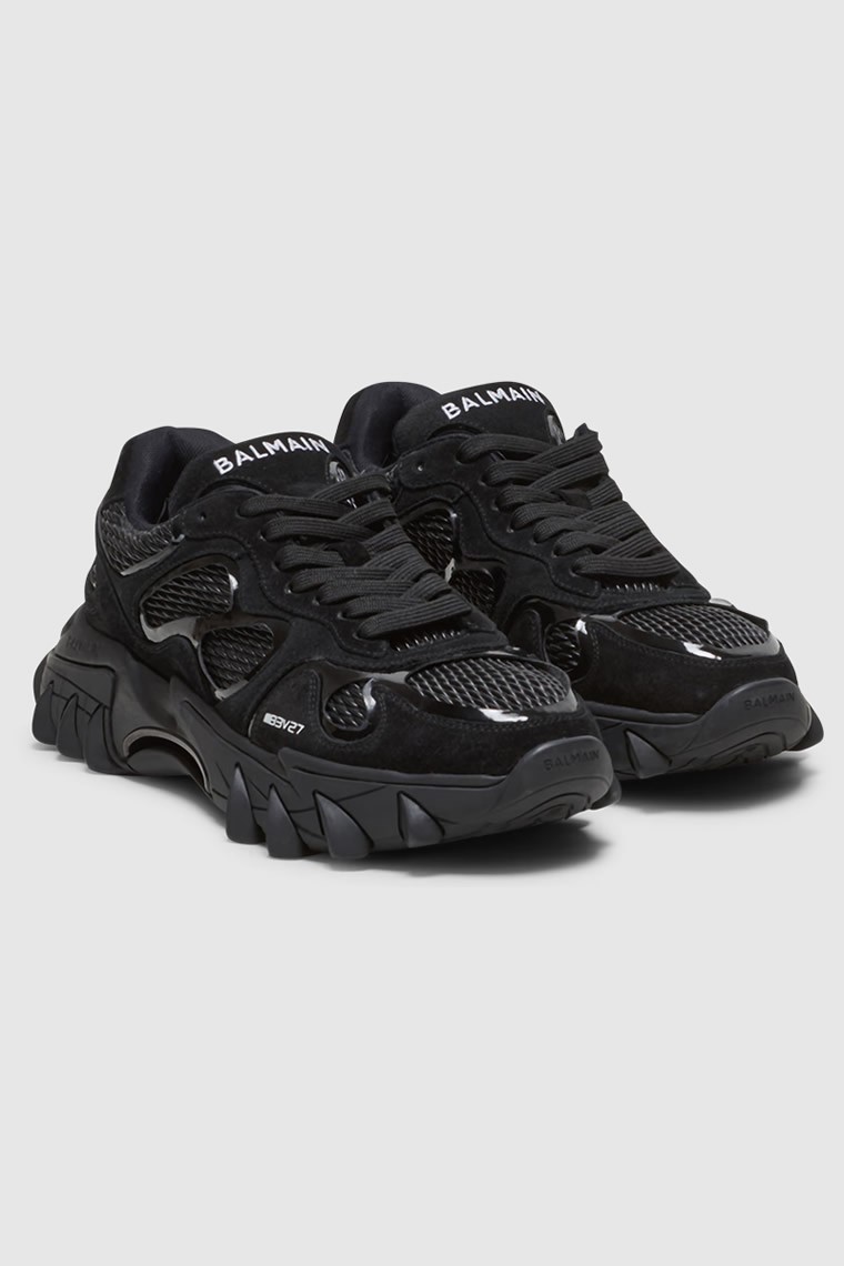 BALMAIN Sneakersy skórzane męskie czarne B-East