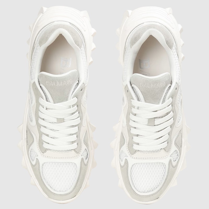 BALMAIN Sneakersy skórzane męskie białe B-East