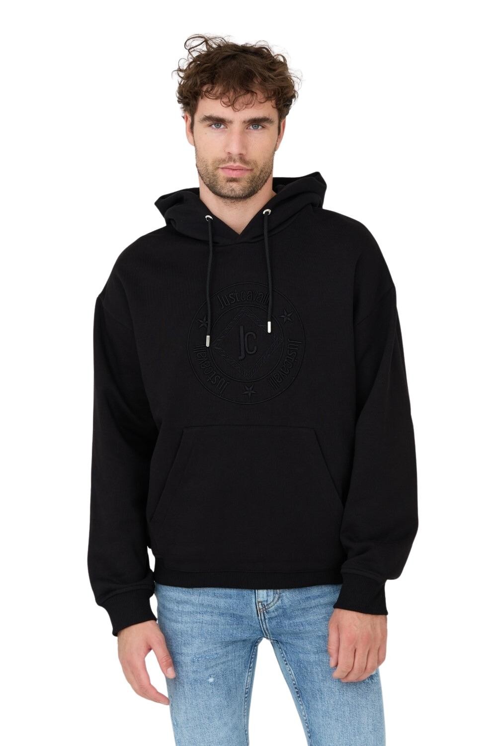 Худі JUST CAVALLI Чорне худі з вишитим логотипом O Fiche