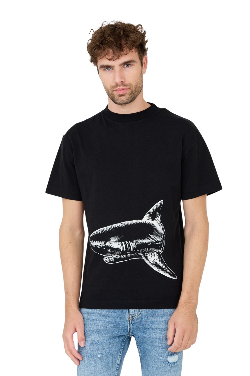 PALM ANGELS Czarny t-shirt Broken Shark Classic Tee