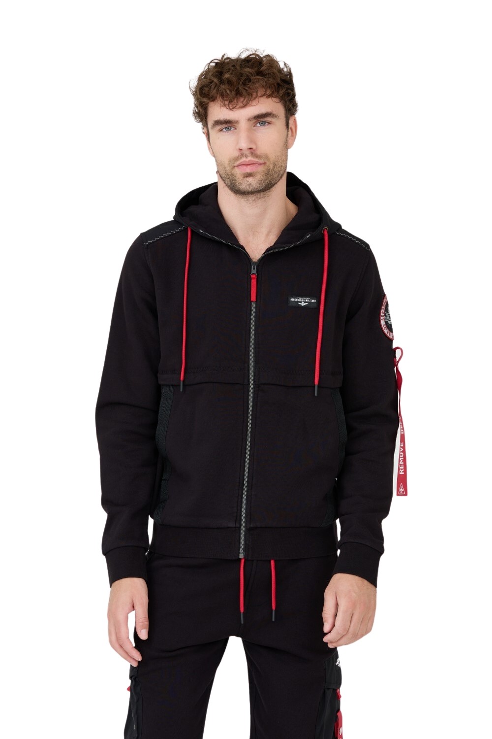 AERONAUTICA MILITARE Чорний світшот з капюшоном