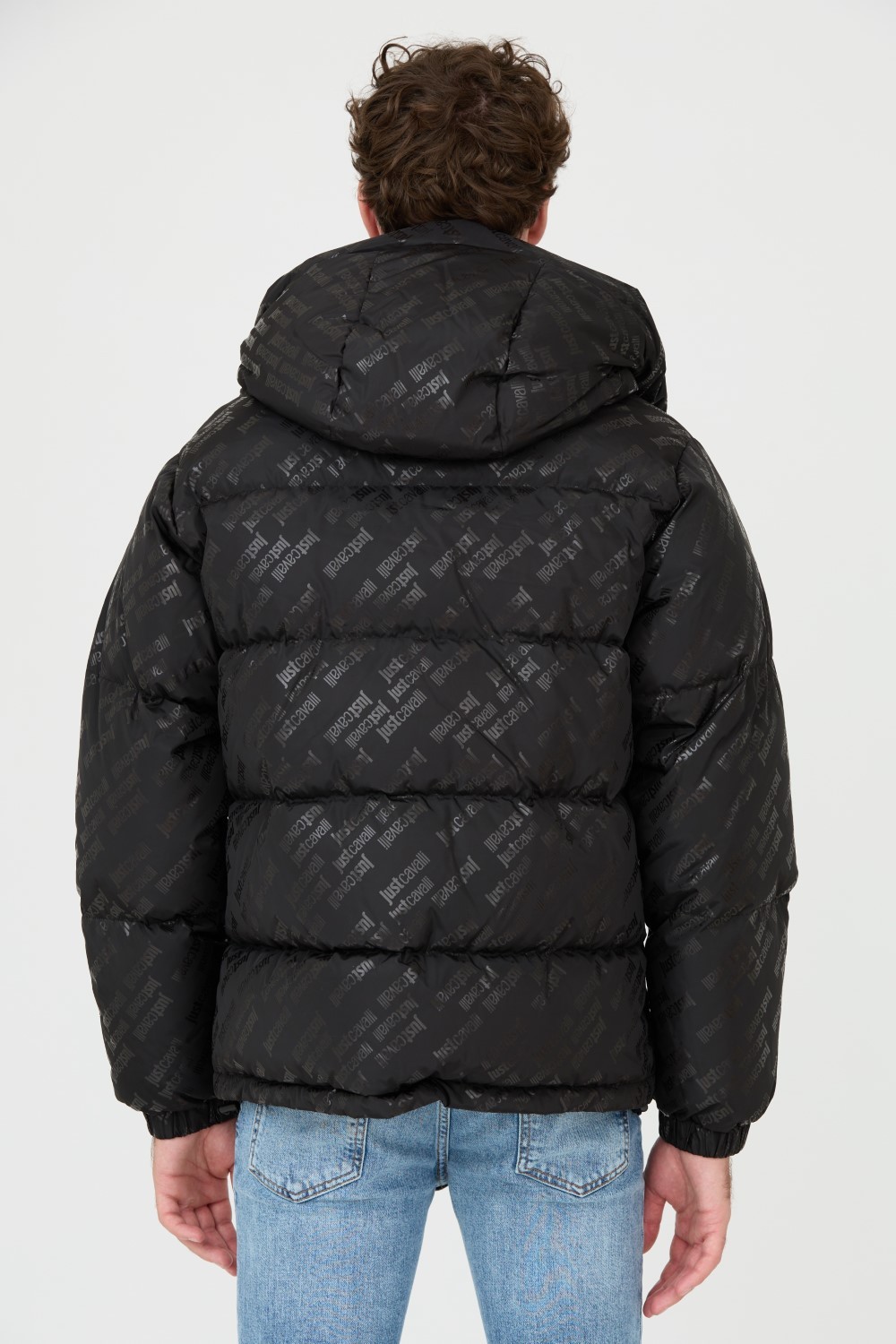 JUST CAVALLI Czarna kurtka R Print Logo