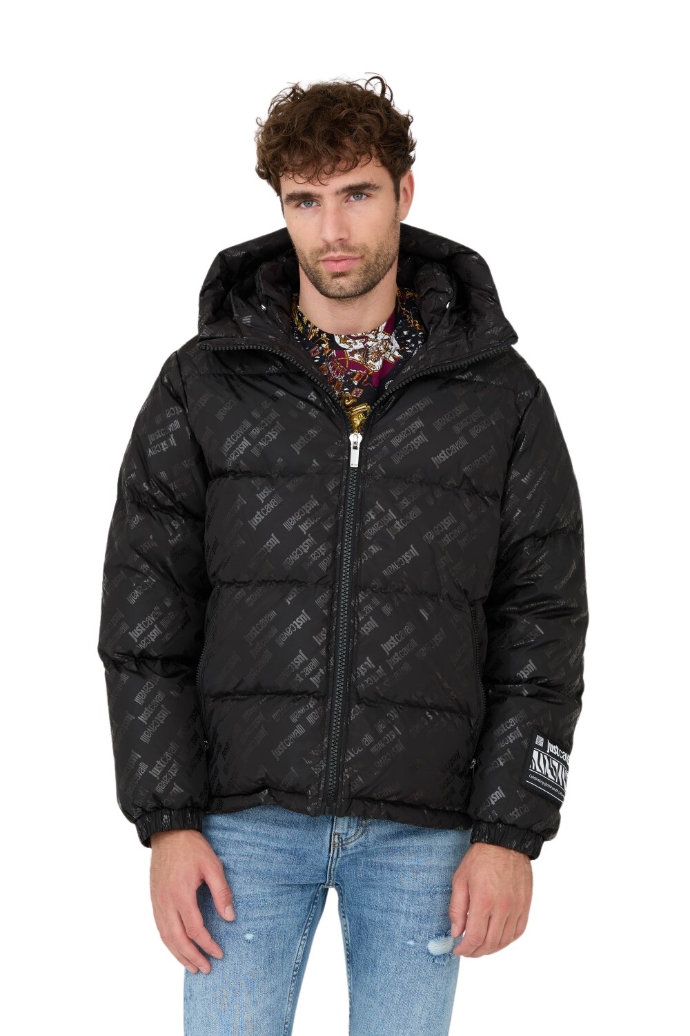 JUST CAVALLI Czarna kurtka R Print Logo