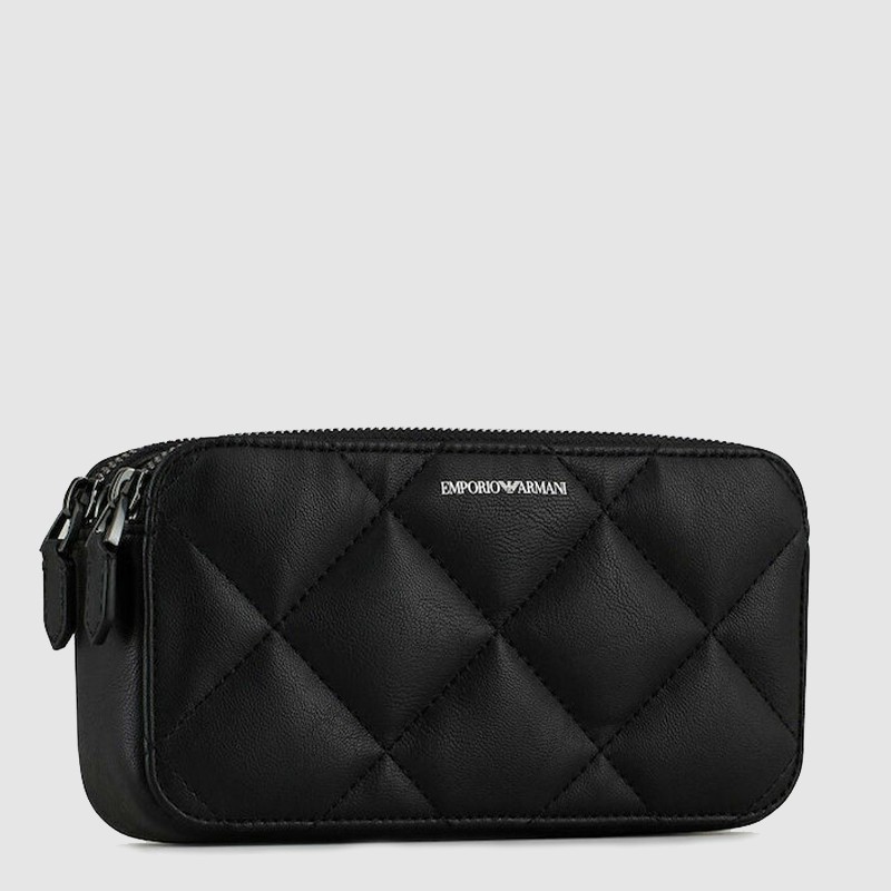 EMPORIO ARMANI Mała czarna pikowana torebka na łańcuszku