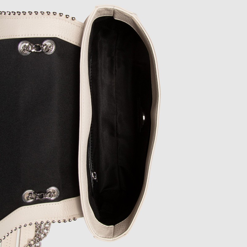 LOVE MOSCHINO Beżowa torebka listonoszka ze srebrnym sercem