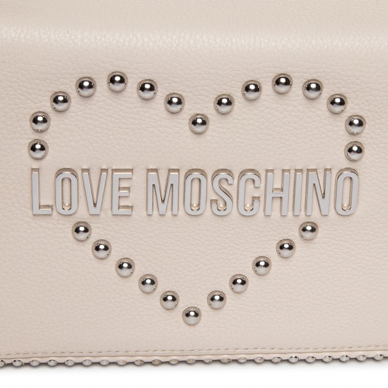 LOVE MOSCHINO Beżowa torebka listonoszka ze srebrnym sercem