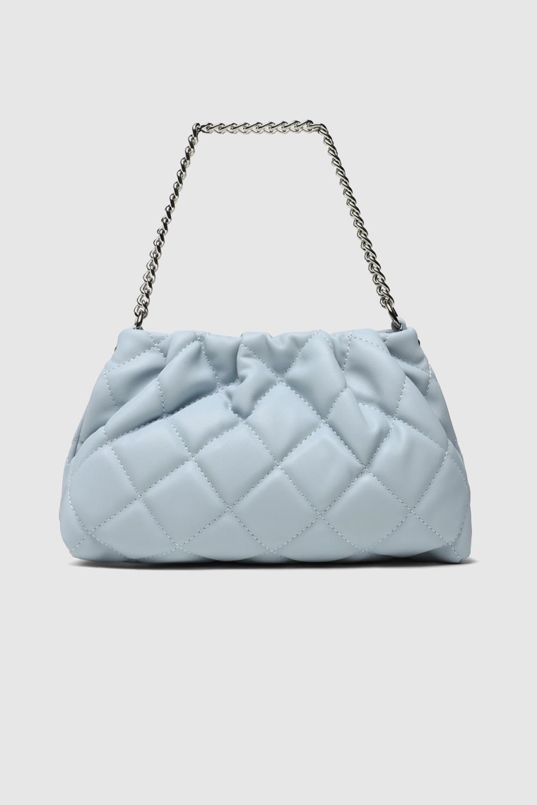 VALENTINO Marszczona pikowana błękitna torebka ocarina recycle pochette