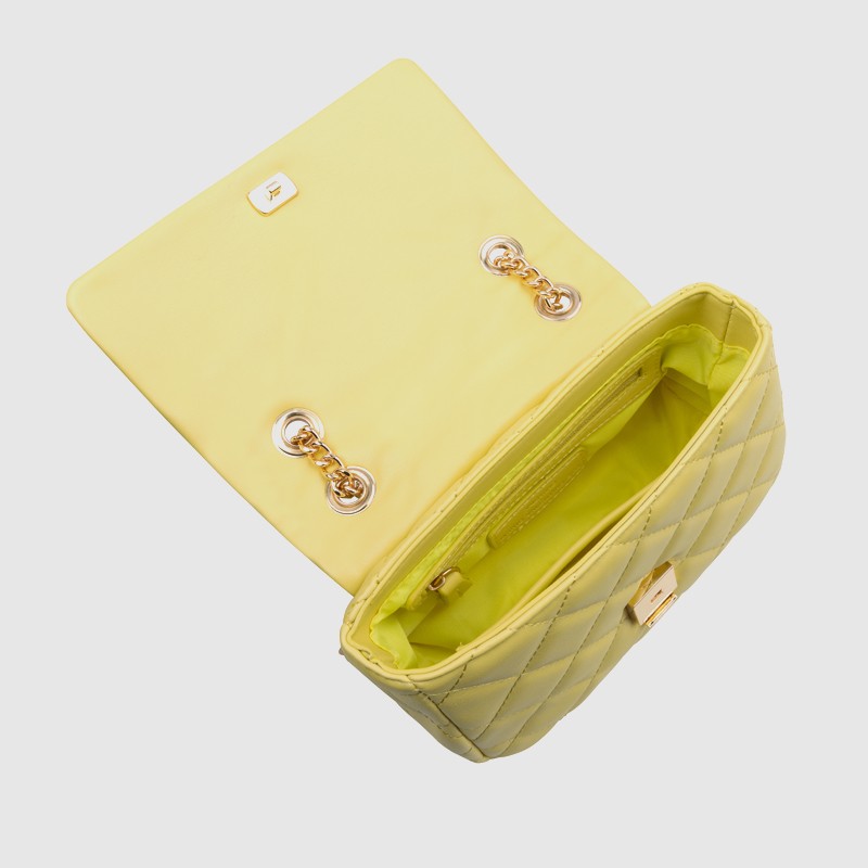 VALENTINO Quilted small yellow ocarina satchel bag