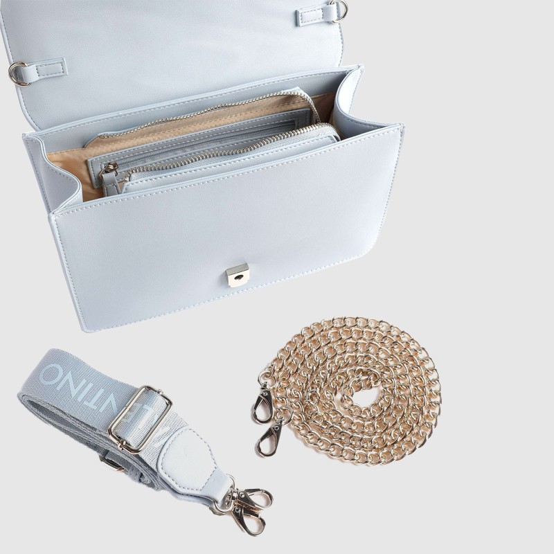 VALENTINO Tłoczona błękitna torebka souvenir re satchel