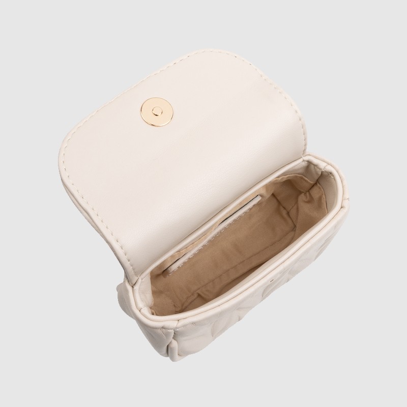 VALENTINO Tłoczona kremowa torebka z przypinaną saszetką sunny re haversack