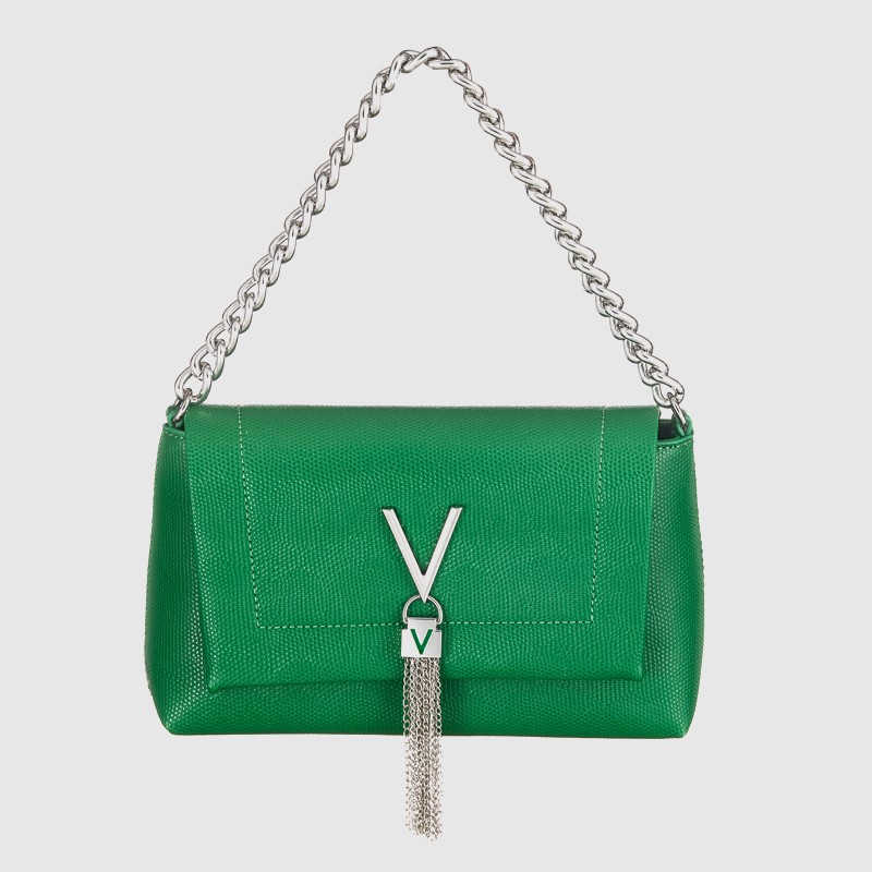 VALENTINO Zielona torebka z ozdobnym V oceania re satchel