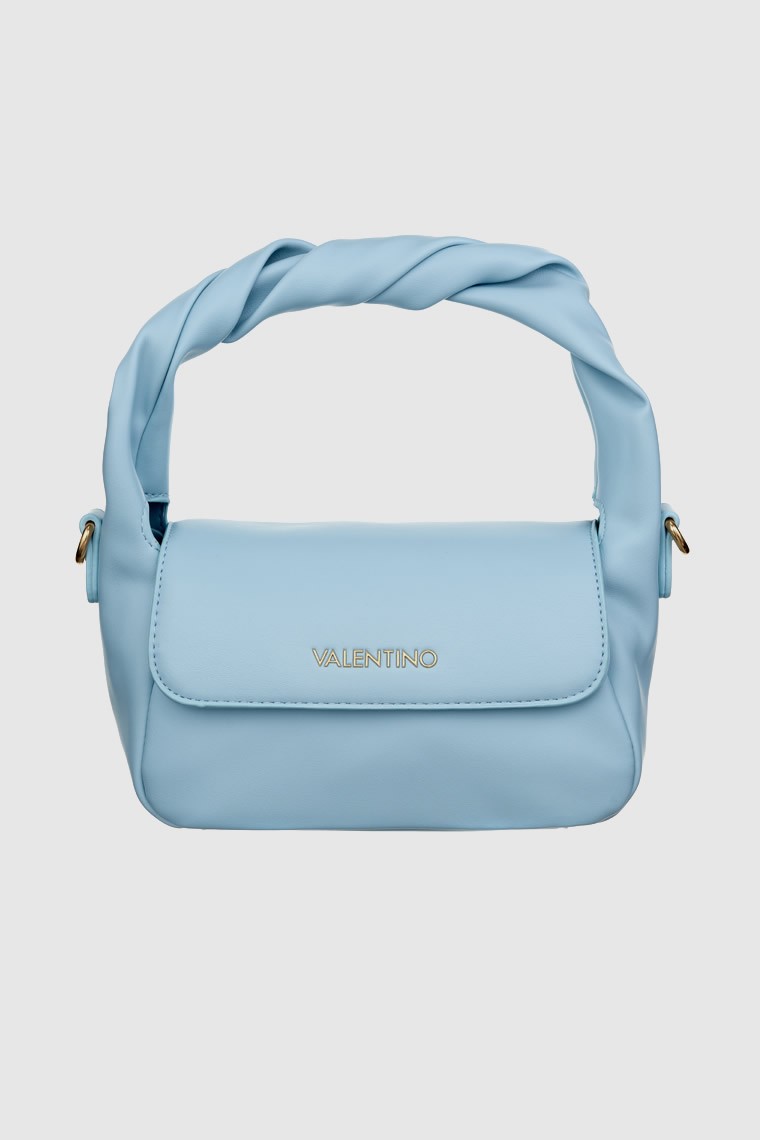 VALENTINO Błękitna mała gładka torebka ze skręconą rączką lemonade satchel
