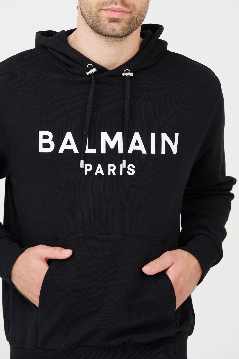BALMAIN Czarna bluza Printed Hoodie