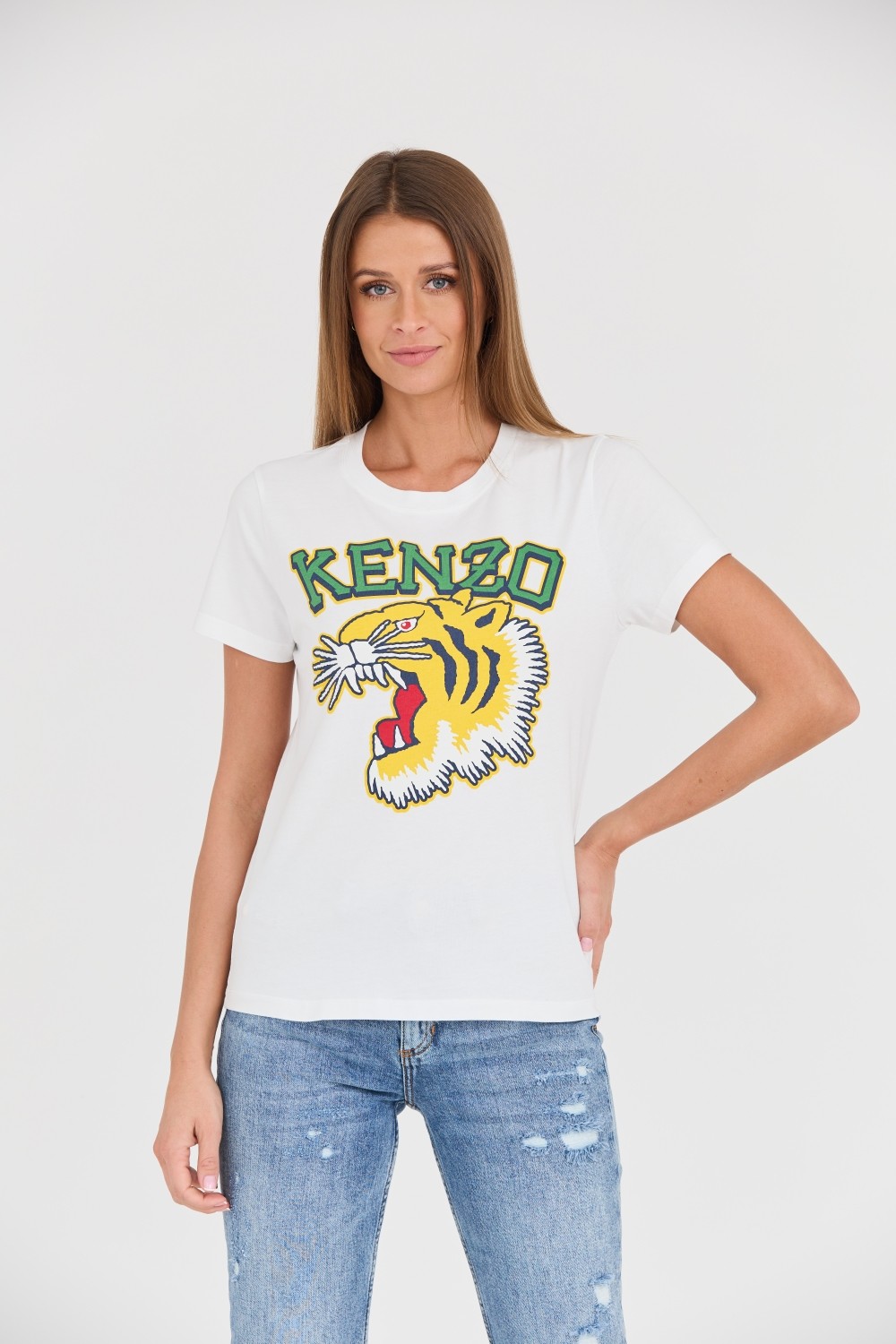 KENZO Biały t-shirt Tiger Varsity crewneck