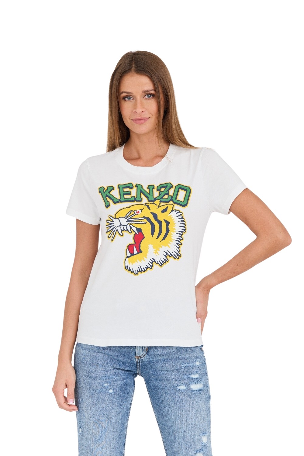 KENZO Biały t-shirt Tiger Varsity crewneck