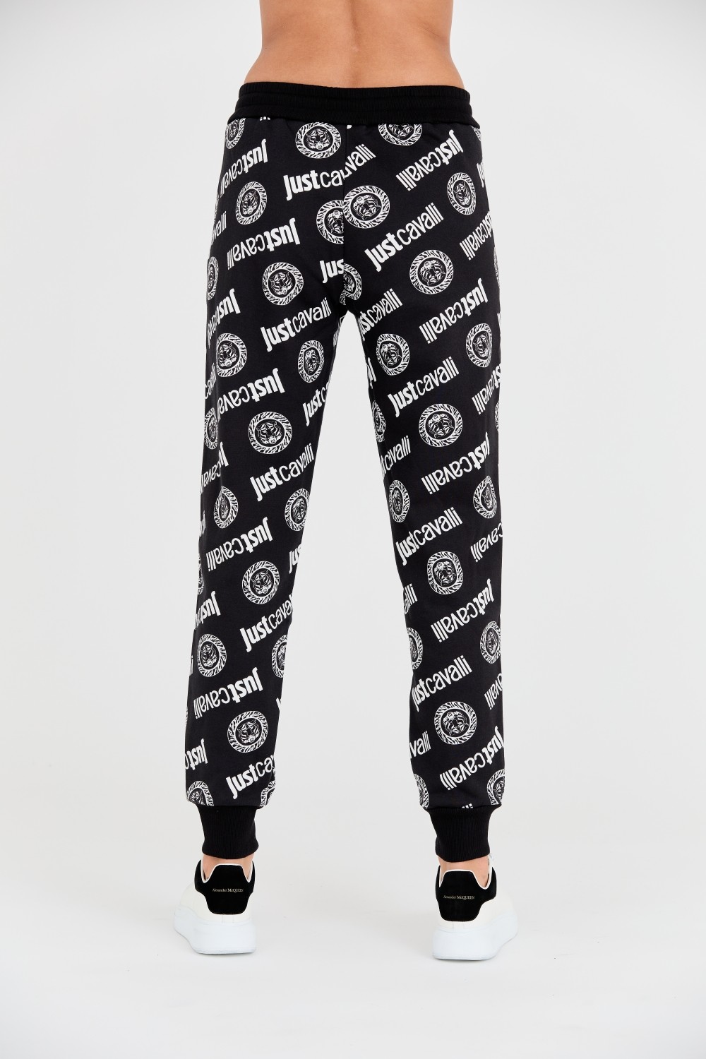 JUST CAVALLI Czarne spodnie dresowe Logo Tigre