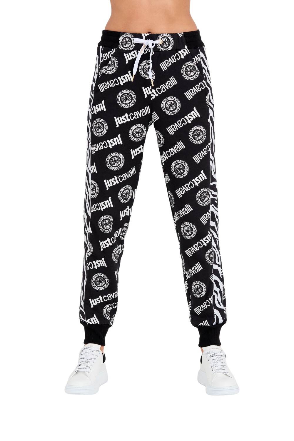 JUST CAVALLI Czarne spodnie dresowe Logo Tigre