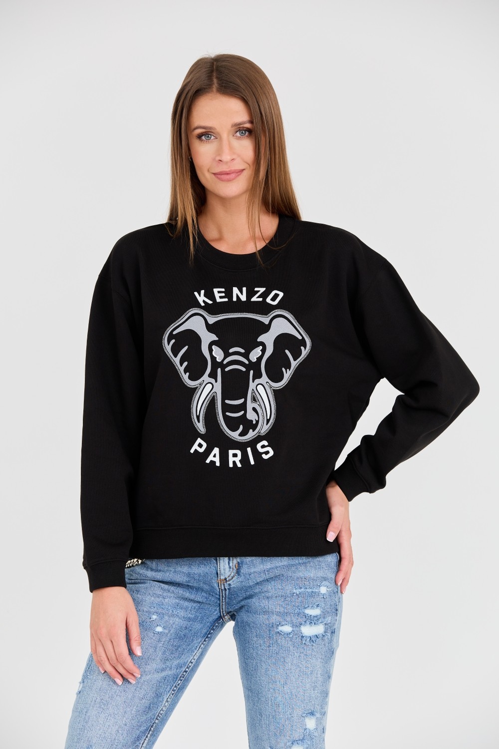 KENZO Czarna Bluza VARSITY JUNGLE' ELEPHANT EMBRO