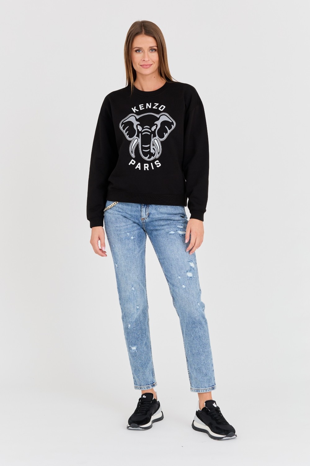 KENZO Czarna Bluza VARSITY JUNGLE' ELEPHANT EMBRO