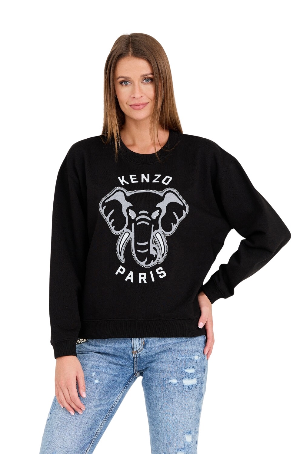 KENZO Czarna Bluza VARSITY JUNGLE' ELEPHANT EMBRO