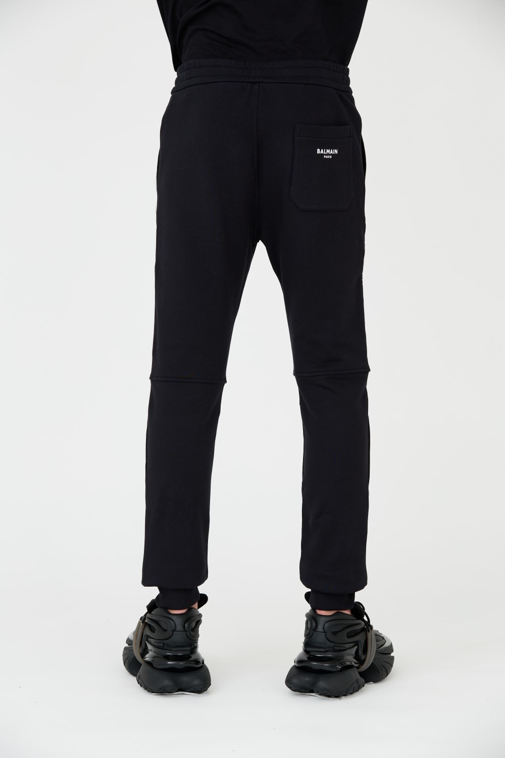 BALMAIN Czarne spodnie dresowe RIbbed Flock Sweatpants
