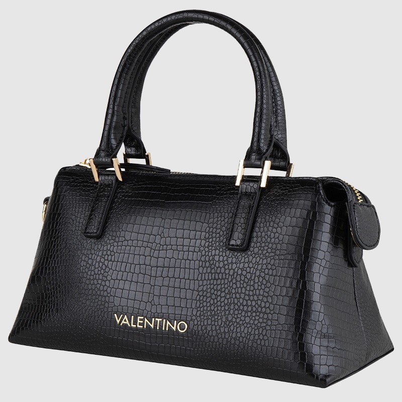 VALENTINO Czarny mały kuferek bagel we wzór węża