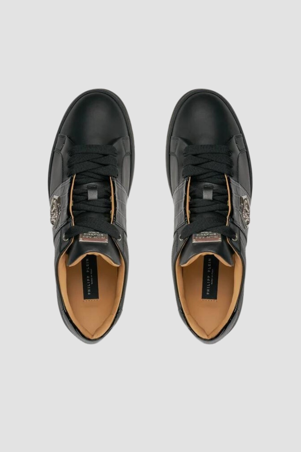 PHILIPP PLEIN Czarne sneakersy Leather Lo-top