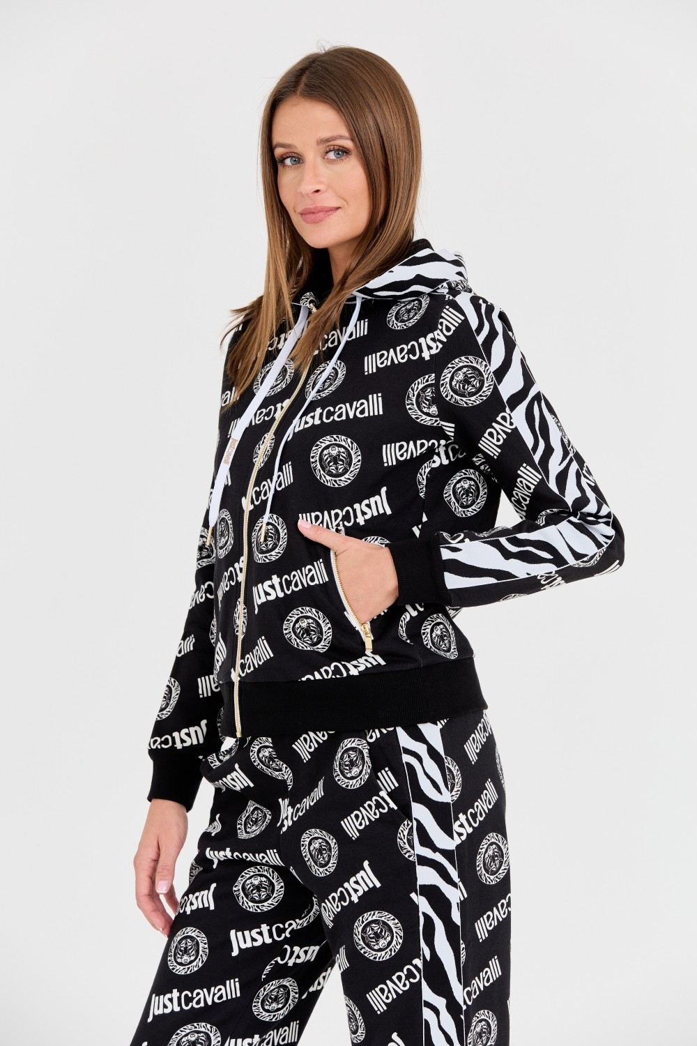 JUST CAVALLI Czarna bluza Logo Tigre