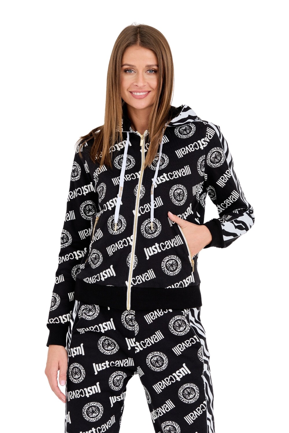 JUST CAVALLI Czarna bluza Logo Tigre
