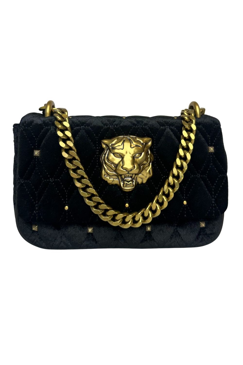 JUST CAVALLI Оксамитова чорна стьобана сумочка спеціальної версії