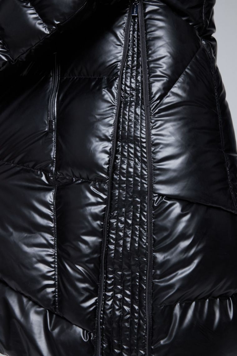 DIEGO M Czarna długa kurtka puchowa