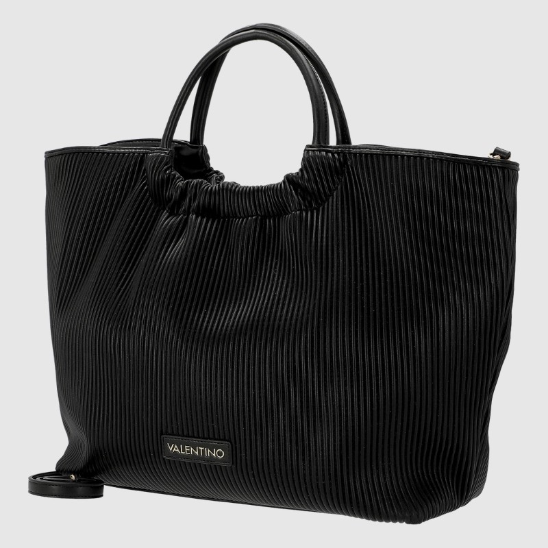 VALENTINO Велика чорна плісирована річкова сумка з чохлом